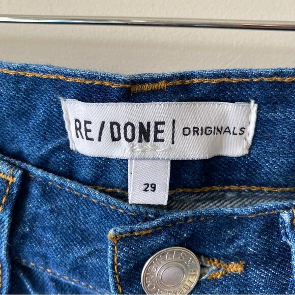 RE/DONE REDONE HighRise Wide Leg Crop Jean Raw Hem Dark 95 Size 29 - Picture 6 of 13